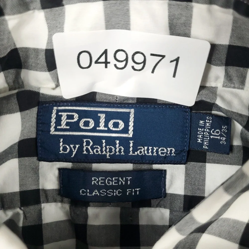 Ralph Lauren Shirt Mens 16 White Gray Check  Dress Button Up Long Sleeve - Picture 6 of 6